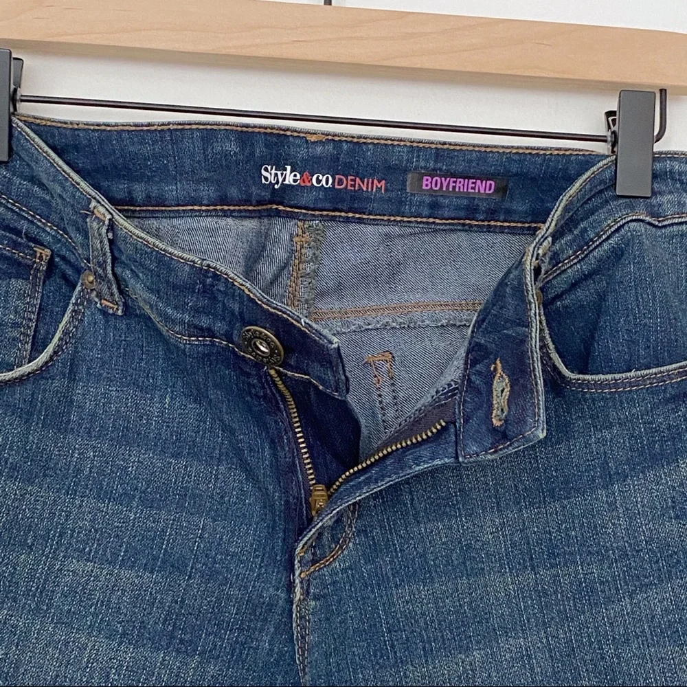 Style & Co. Cuffed Boyfriend Cropped Jeans - 8 Petite